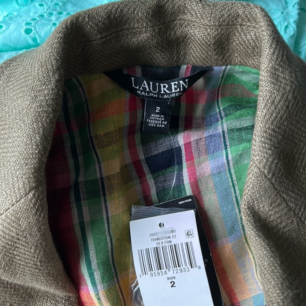LAUREN RALPH LAUREN LINEN BLAZER JACKET TOP SIZE 2 MSRP $345.00 NWT - Picture 9 of 11